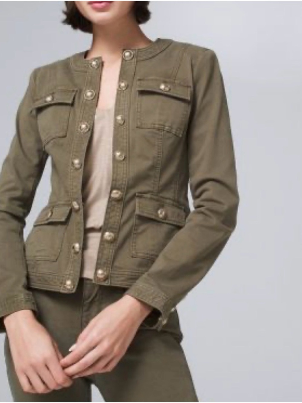 WHBM Olive Green Utility Jacket Blazer (0)